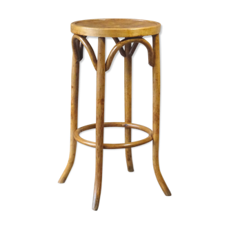 Wooden curved bistro stool 1950 Baumann