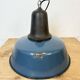Industrial Blue Enamel Factory Lamp with Cast Iron Top, 1960s