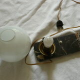 Old table lamp night light globe opaline marble horse rearing regulated