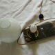 Lampe de table veilleuse globe opaline marbre cheval se cabrant régule