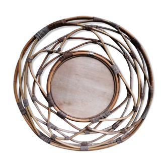 Miroir en bambou années 60
