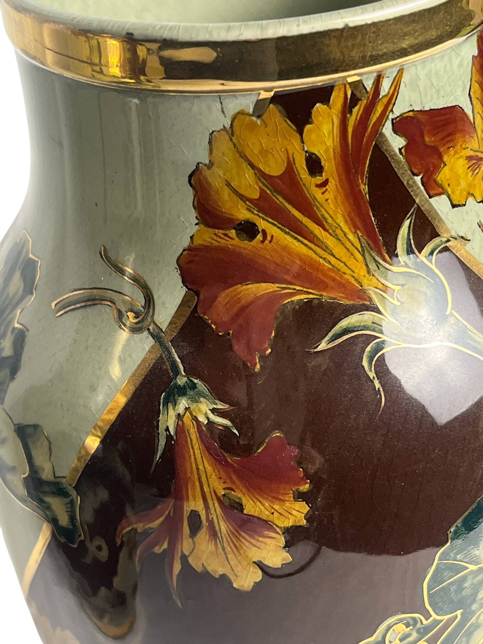 Art Deco, pair of Lunéville earthenware vases circa 1930