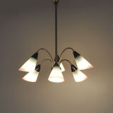 Vintage brass and glass Italian chandelier, 1950s