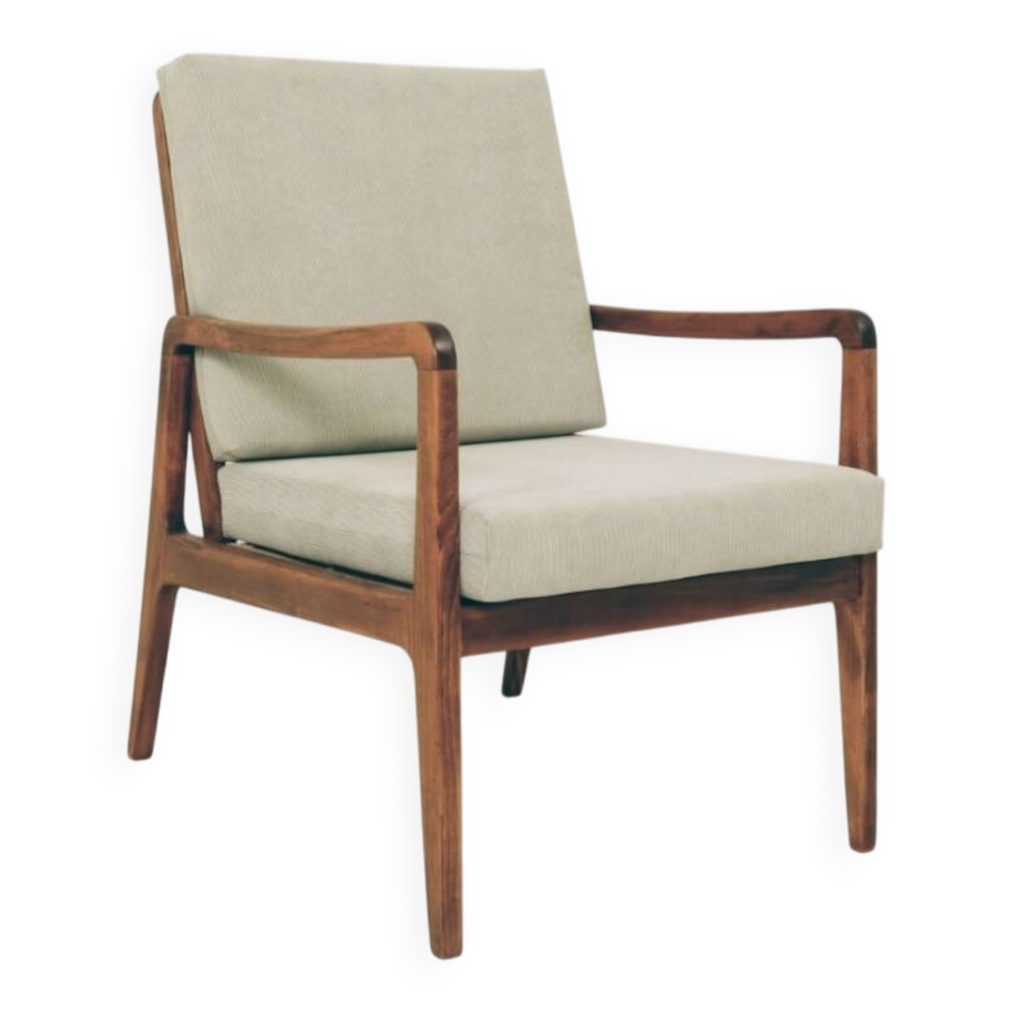 Fauteuil vintage olive vert velours côtelé 1960