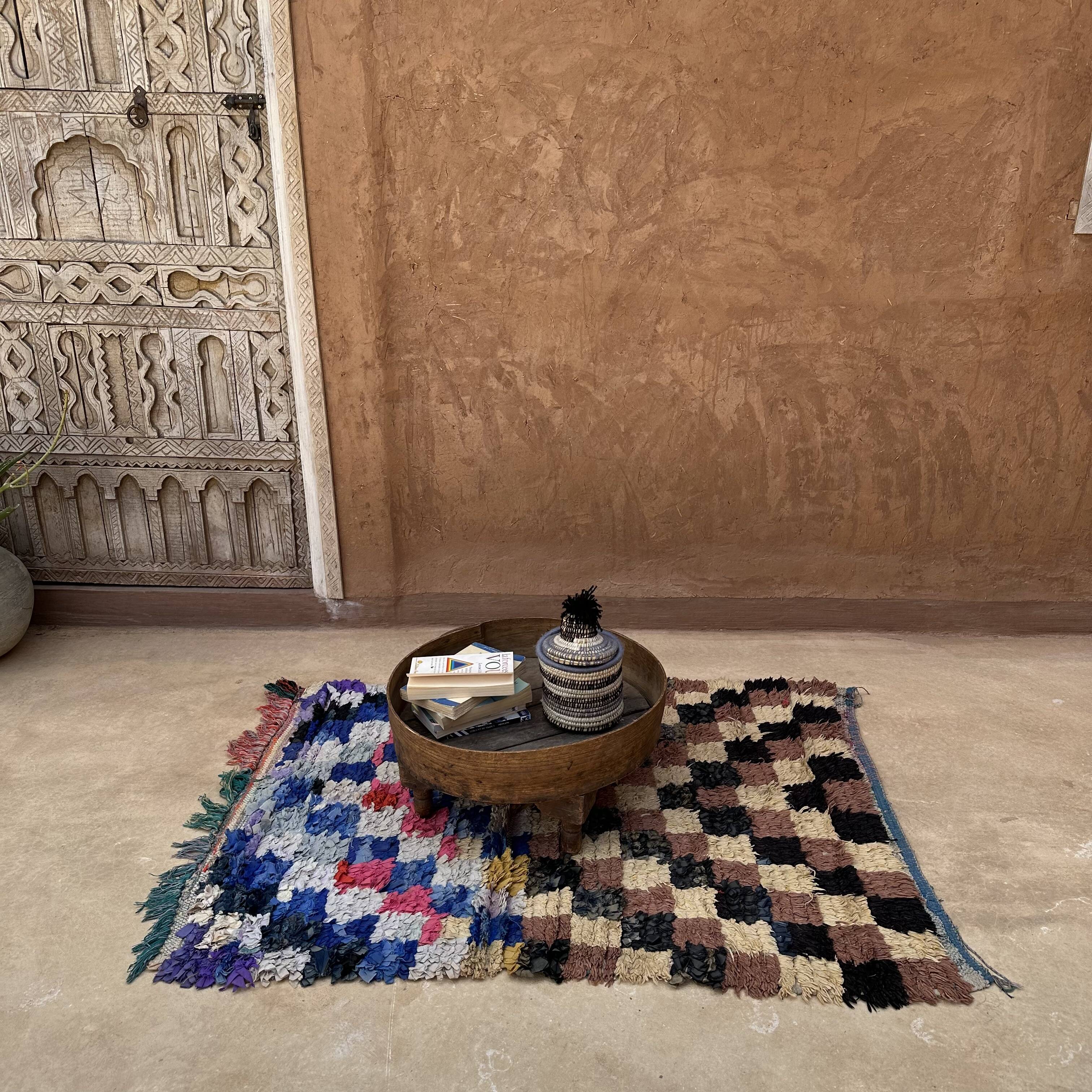 Colorful Boucherouite Berber rug - 93 x 134 cm