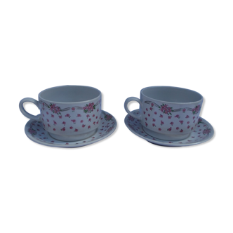 Duo tasses décor fleurs