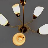 Mid-century steel & glass pendant lamp, 1960s