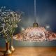 Vintage pink molded glass lampshade pendant light - tableware collection -