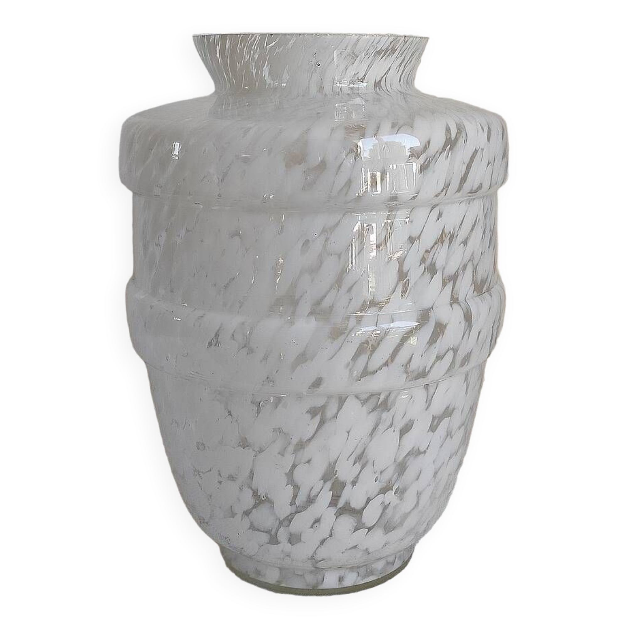 Grand vase verre de clichy blanc