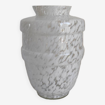 Grand vase verre de clichy blanc