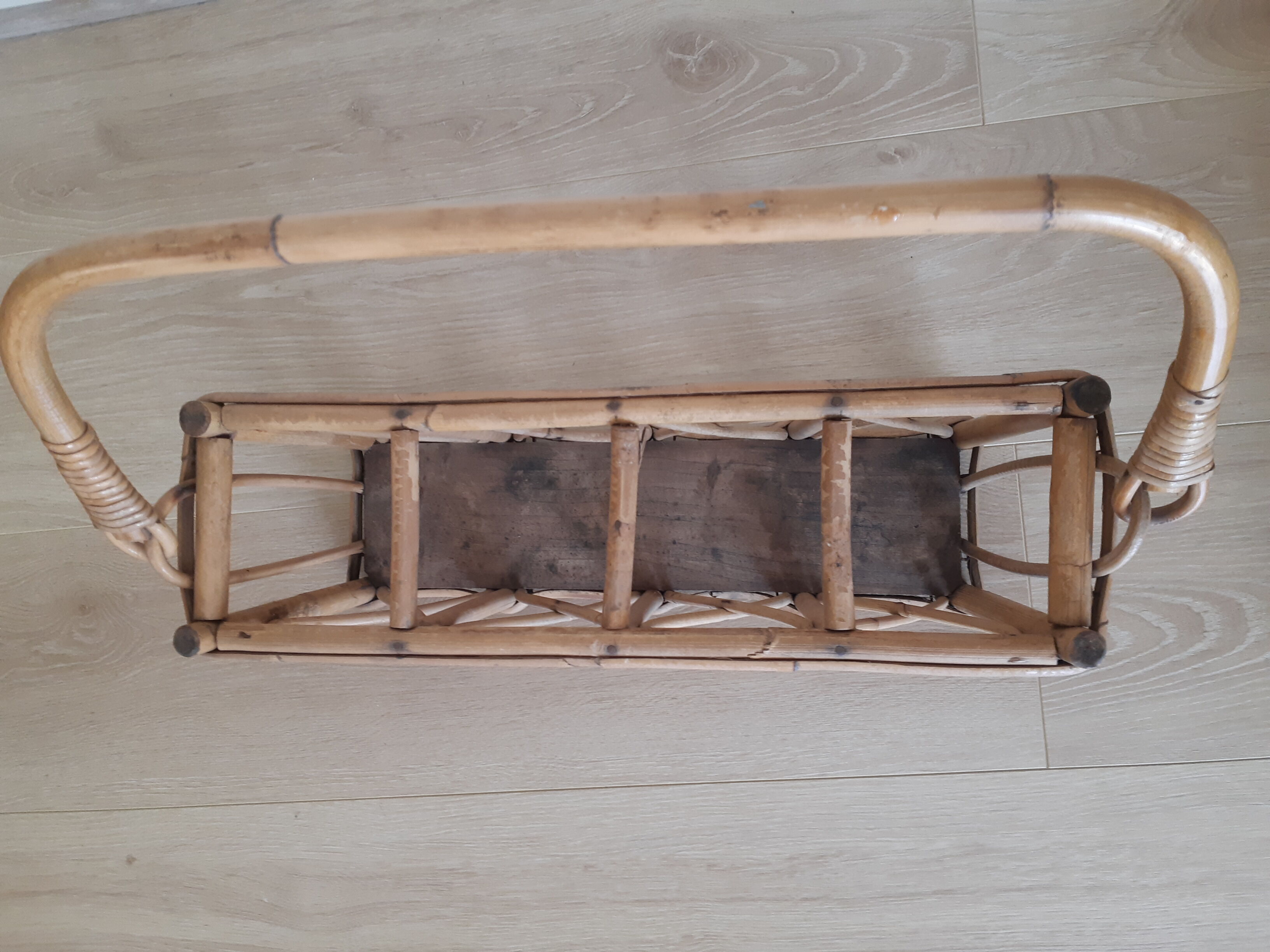 Rattan bottle basket, 50s