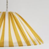 Suspension rayée forme conique "Malala rayée blanc cassé et jaune citron"