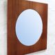Large teak wooden mirror, round with a square frame, 1960s.