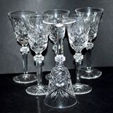 Set of 6 diamond cut crystal wine glasses lemberg or saint-louis 17cm