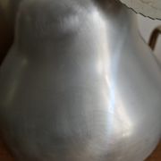 LARGE PEAR OR QUINCE IN BRUSHED ALUMINUM ICE BUCKET MADE IN ITALY AROUND 1970