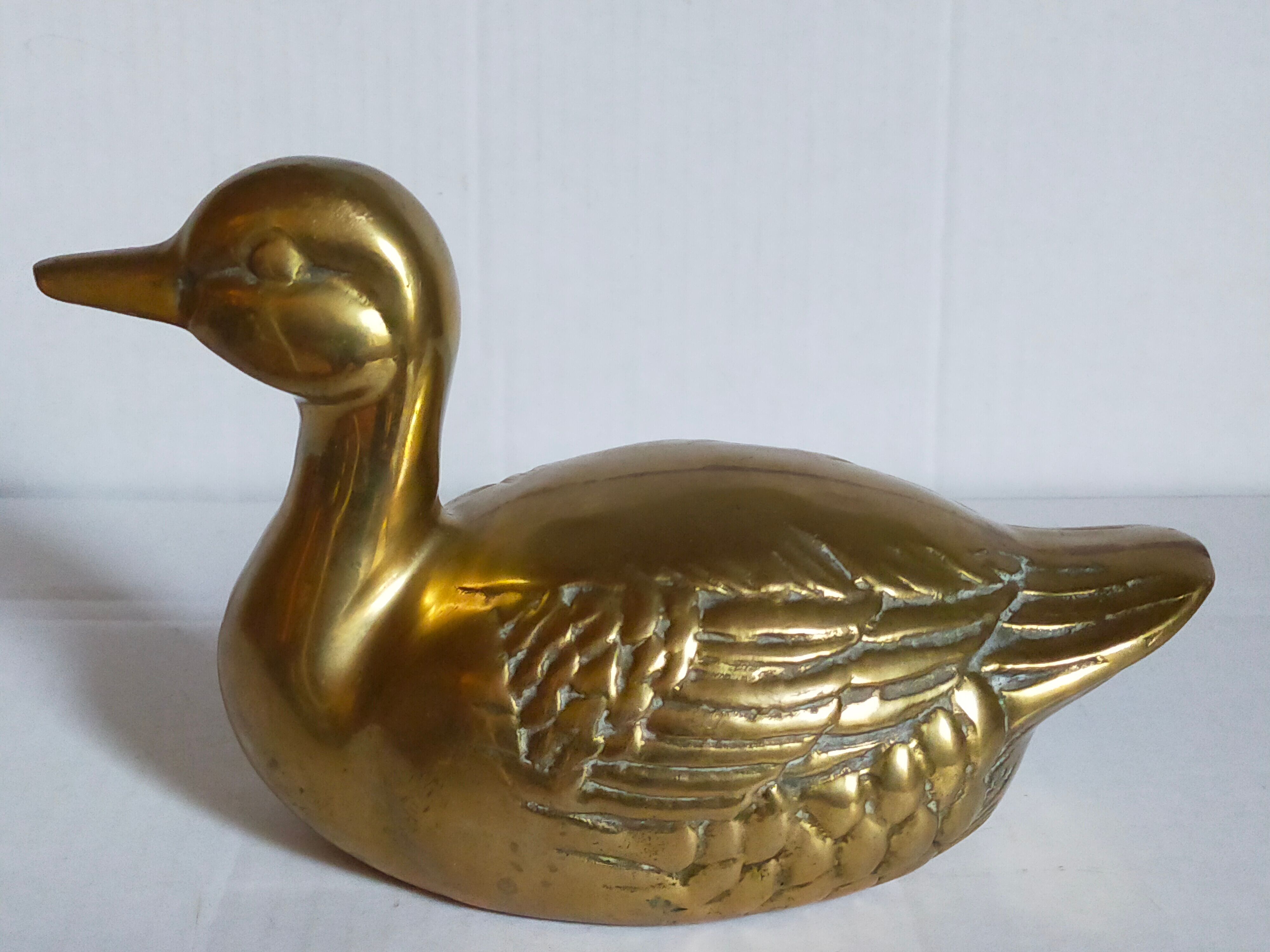 Vintage solid brass duck