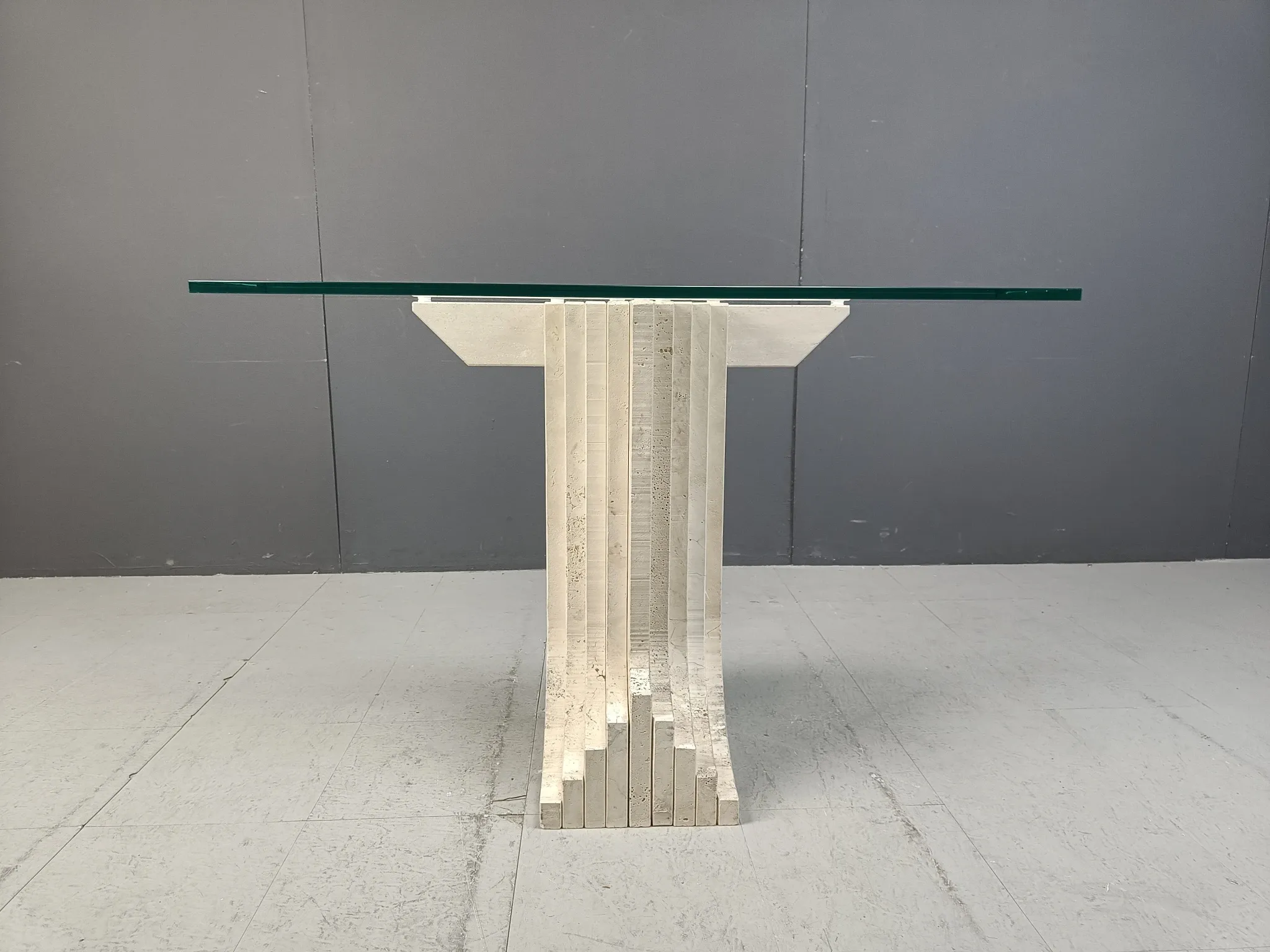 Vintage travertine console table in the manner of Carlo Scarpa, 1970s