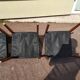 Set of 4 Scandinavian teak chairs in black leather