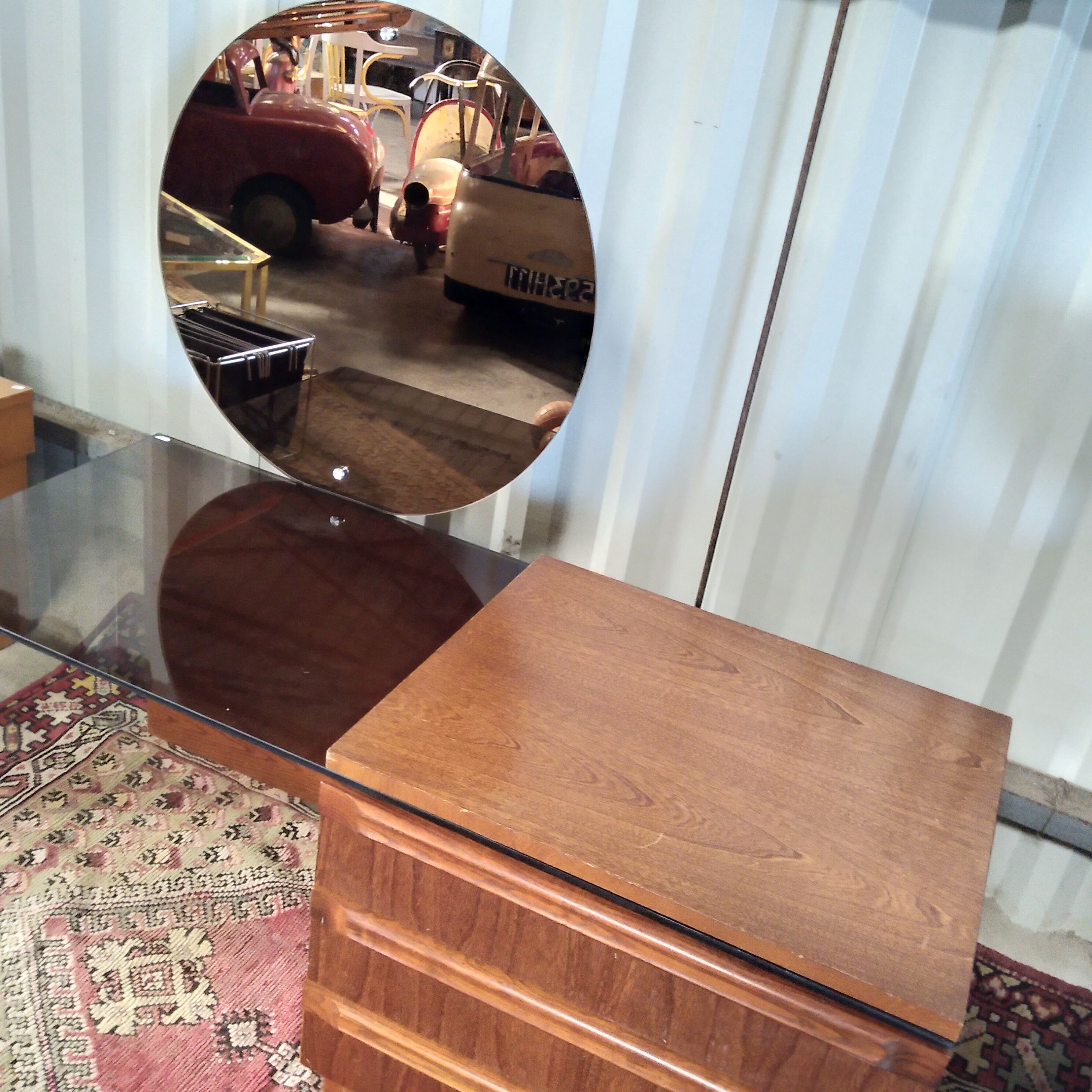 Wood and glass dressing table 1970