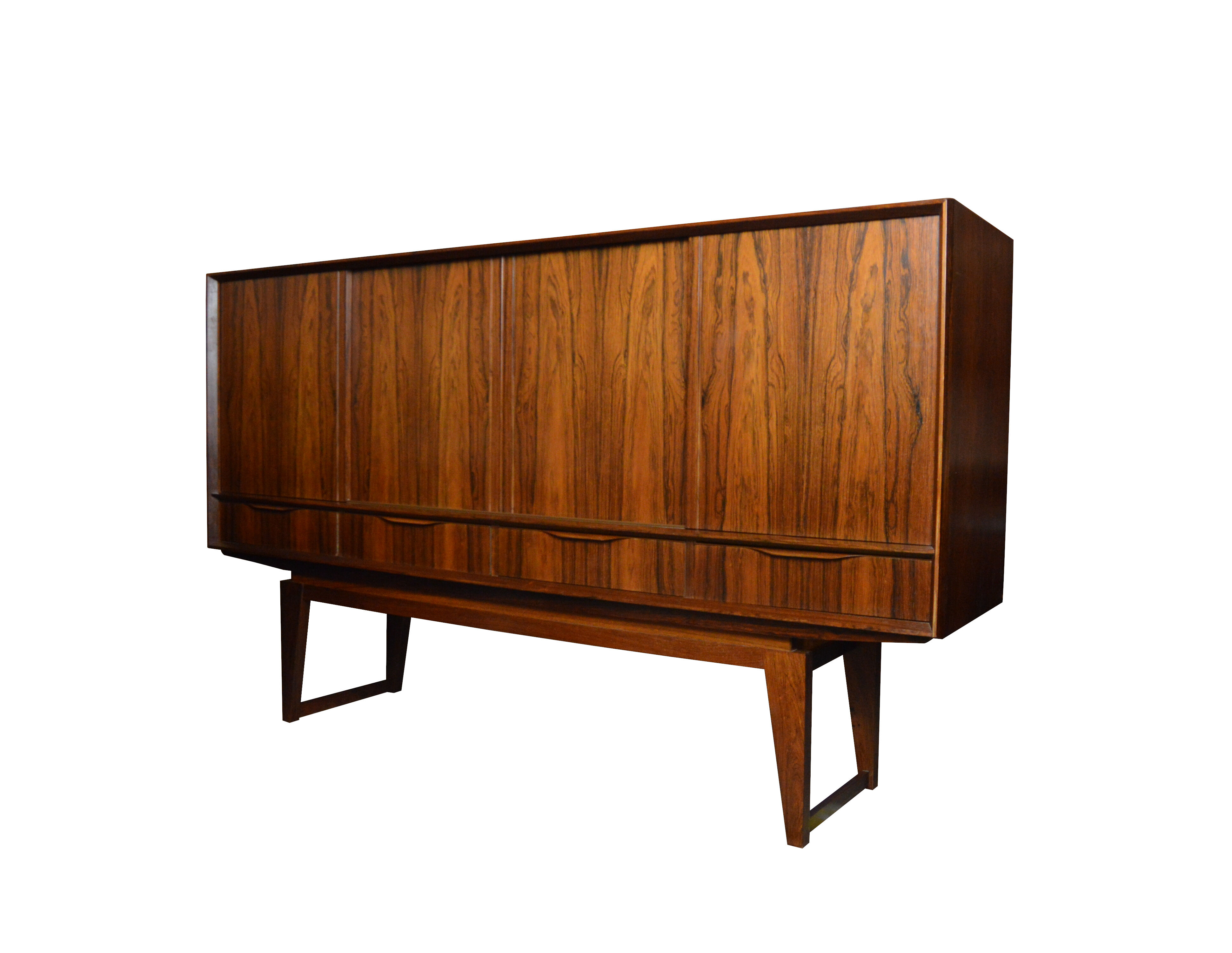 Danish rosewood sideboard with bar cabinet by E. W. Bach, 1960s