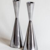 Duo of diabolo candlesticks in cast aluminum, Erika Pekkari for Ikea, 2000s