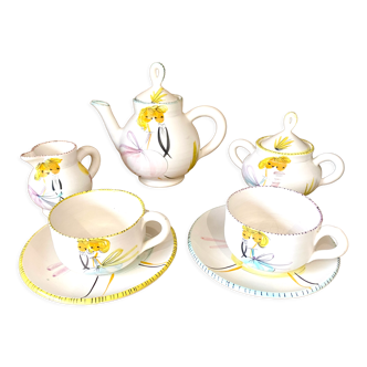 Duo tea or coffee service by the cerenne workshop in vallauris, circa 1955