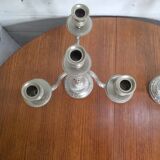 Pair of Louis XVI style candlesticks in silver-plated bronze