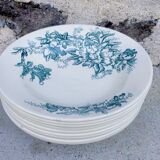 Set of 9 hollow plates Terre de Fer, Floréal model