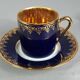 2 coffee cups shape Limoges porcelain litron, blue oven SB