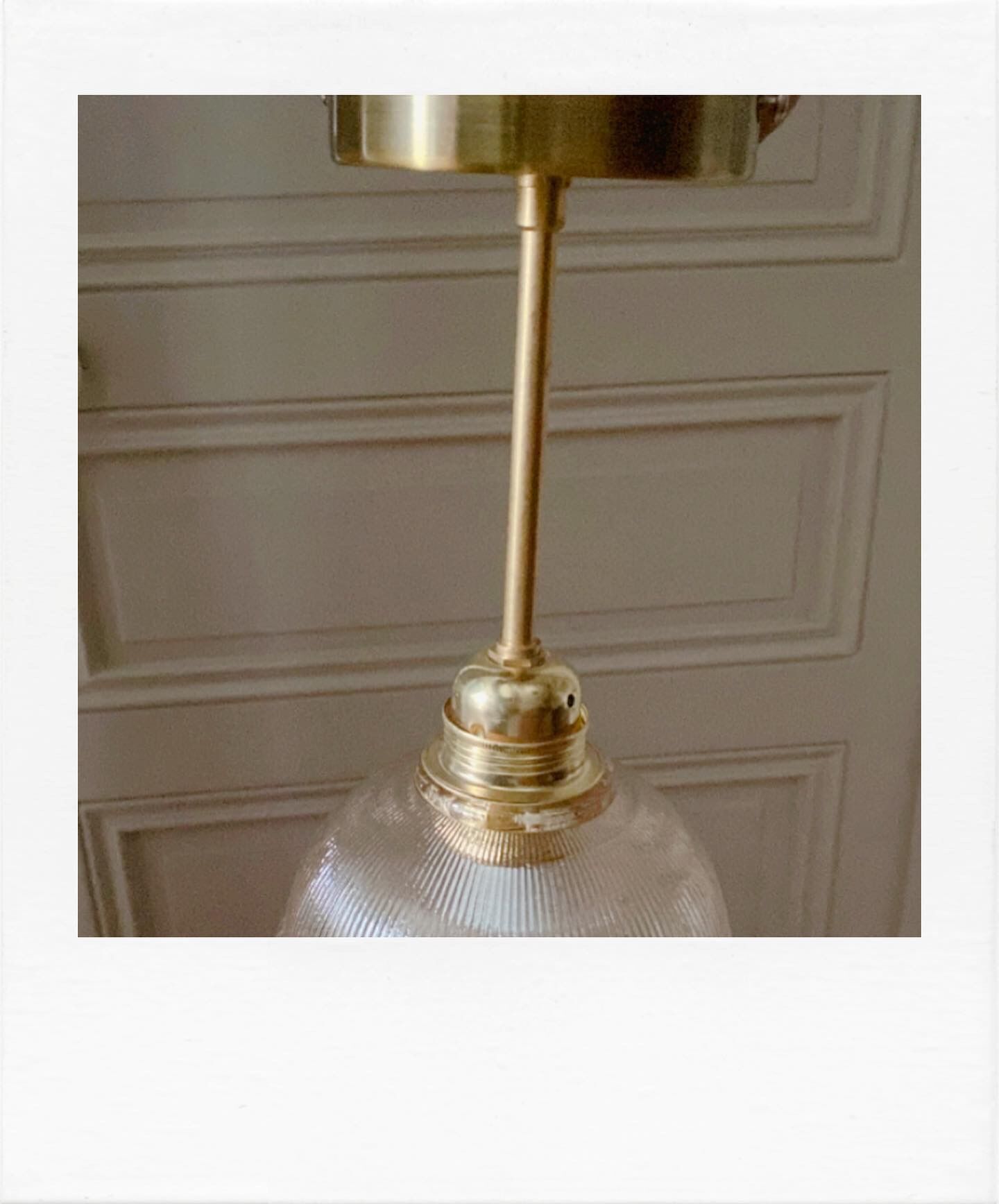 Brass and glass hanging lamp