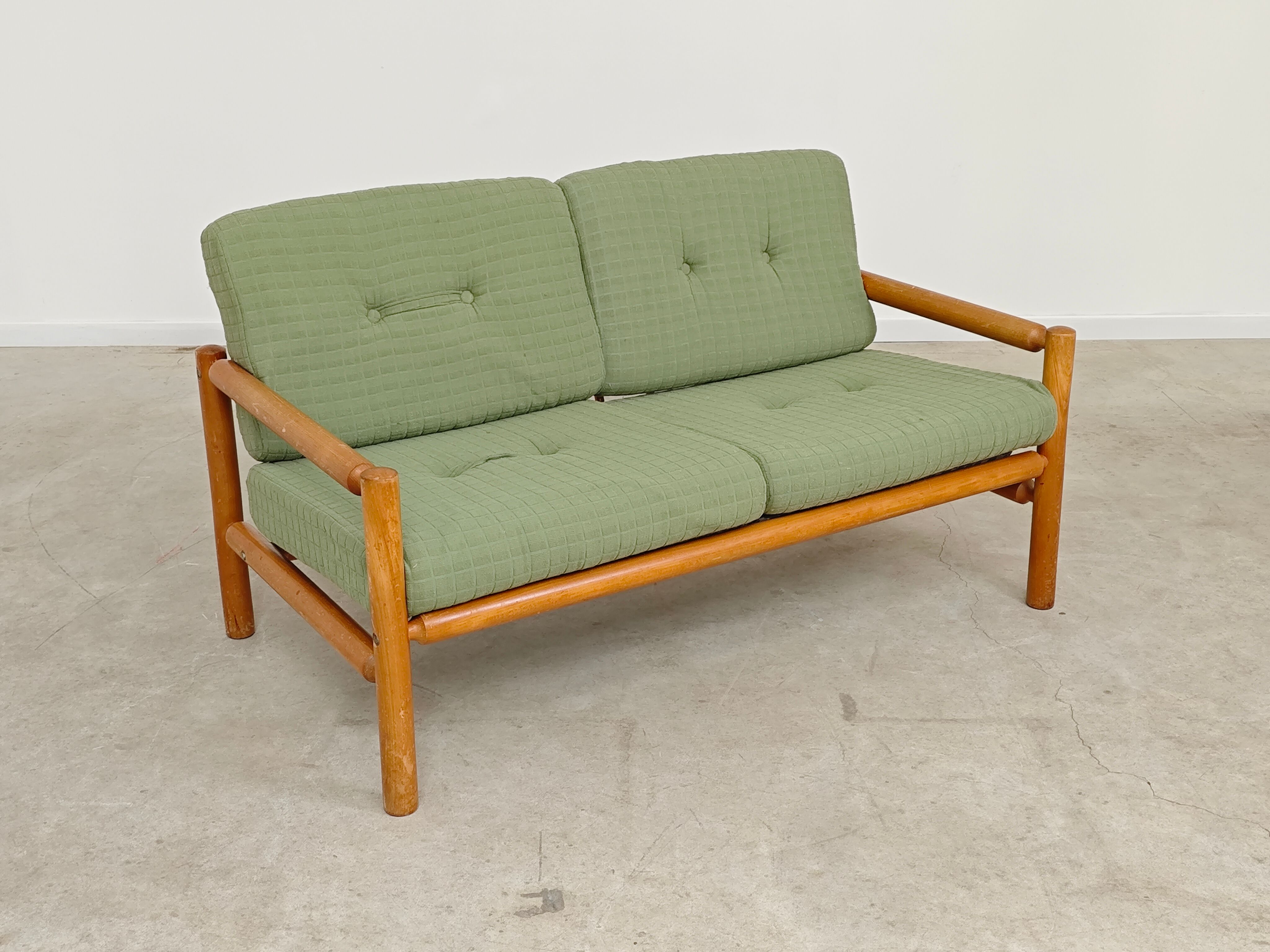 Complete modernist green chalet living room, Czechoslovakia 1970.