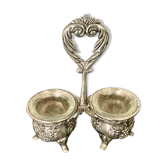 Duo salière et poivrier en métal couleur argent