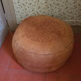 Moroccan leather pouf