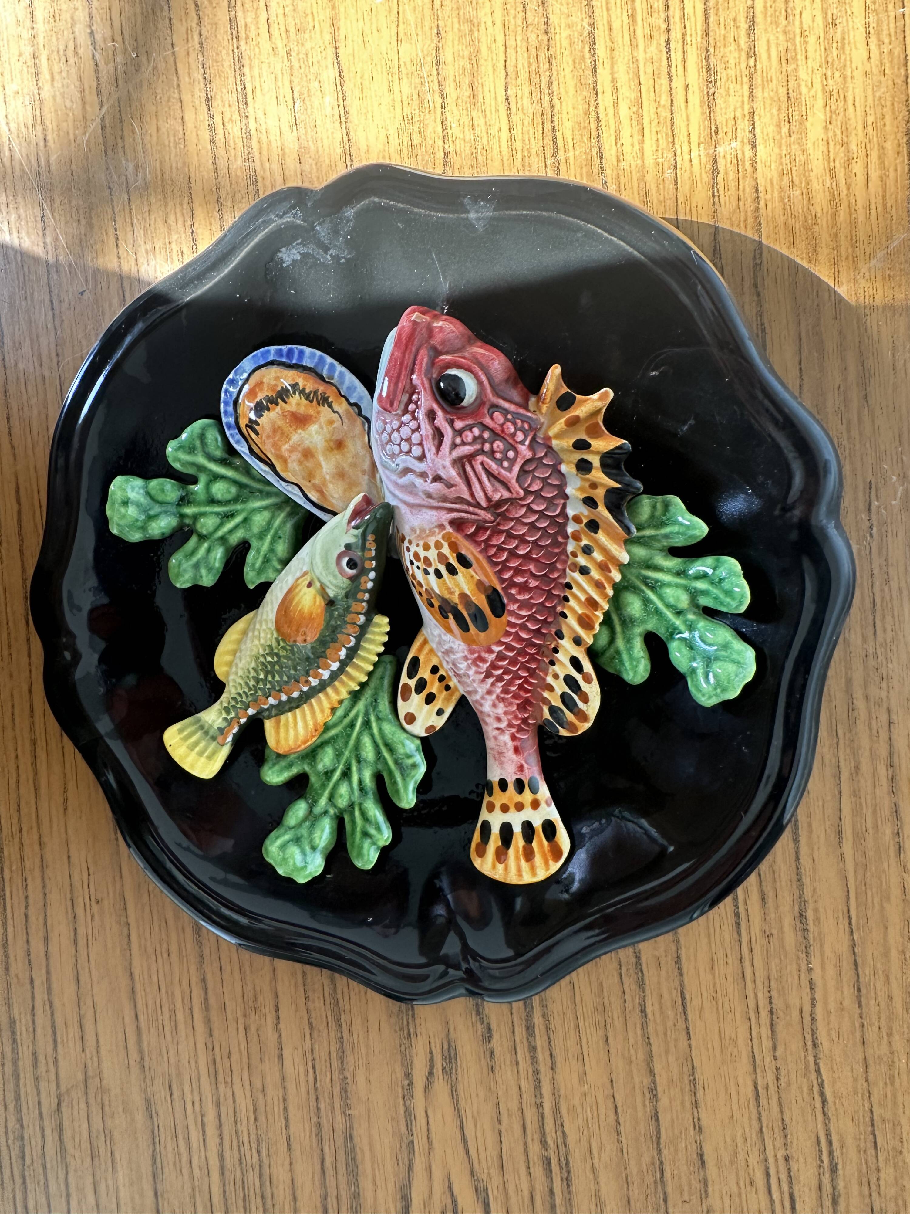 Palissy Vallauris majolica wall plate circa 1950