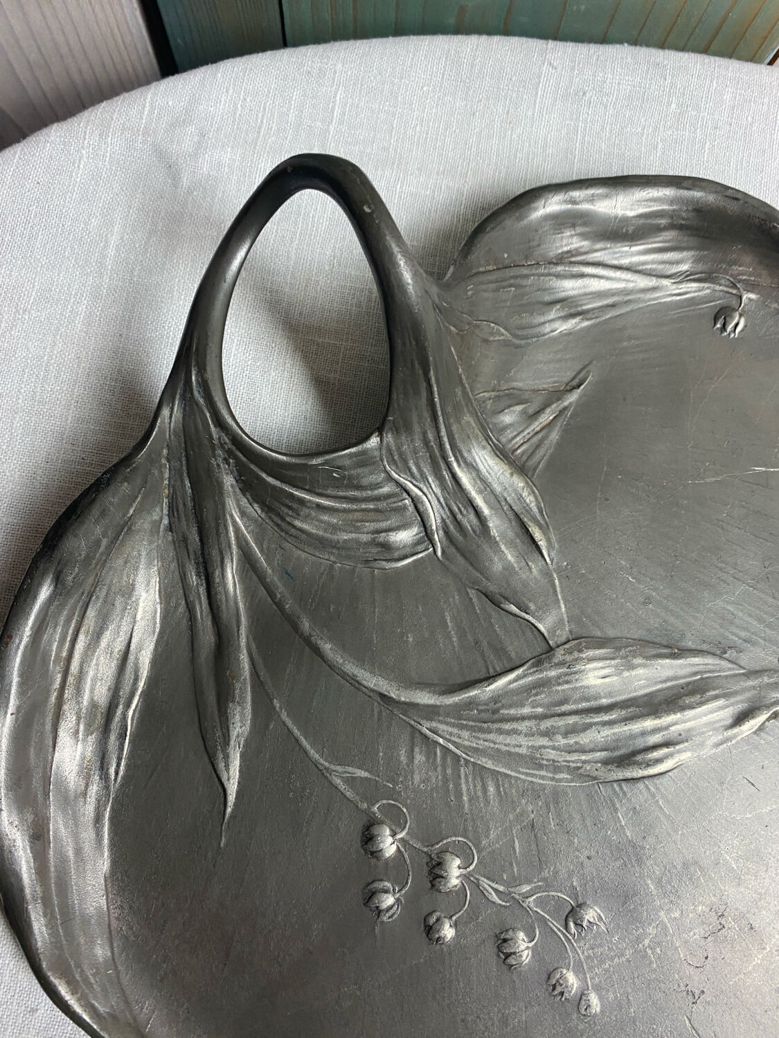 Large Art Nouveau pewter storage tray Kayserzin
