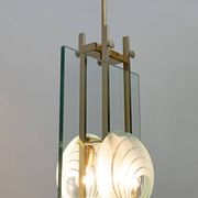 Gallotti & Radice Mid-century Modern Italian Brass and Crystal Pendant, 70s