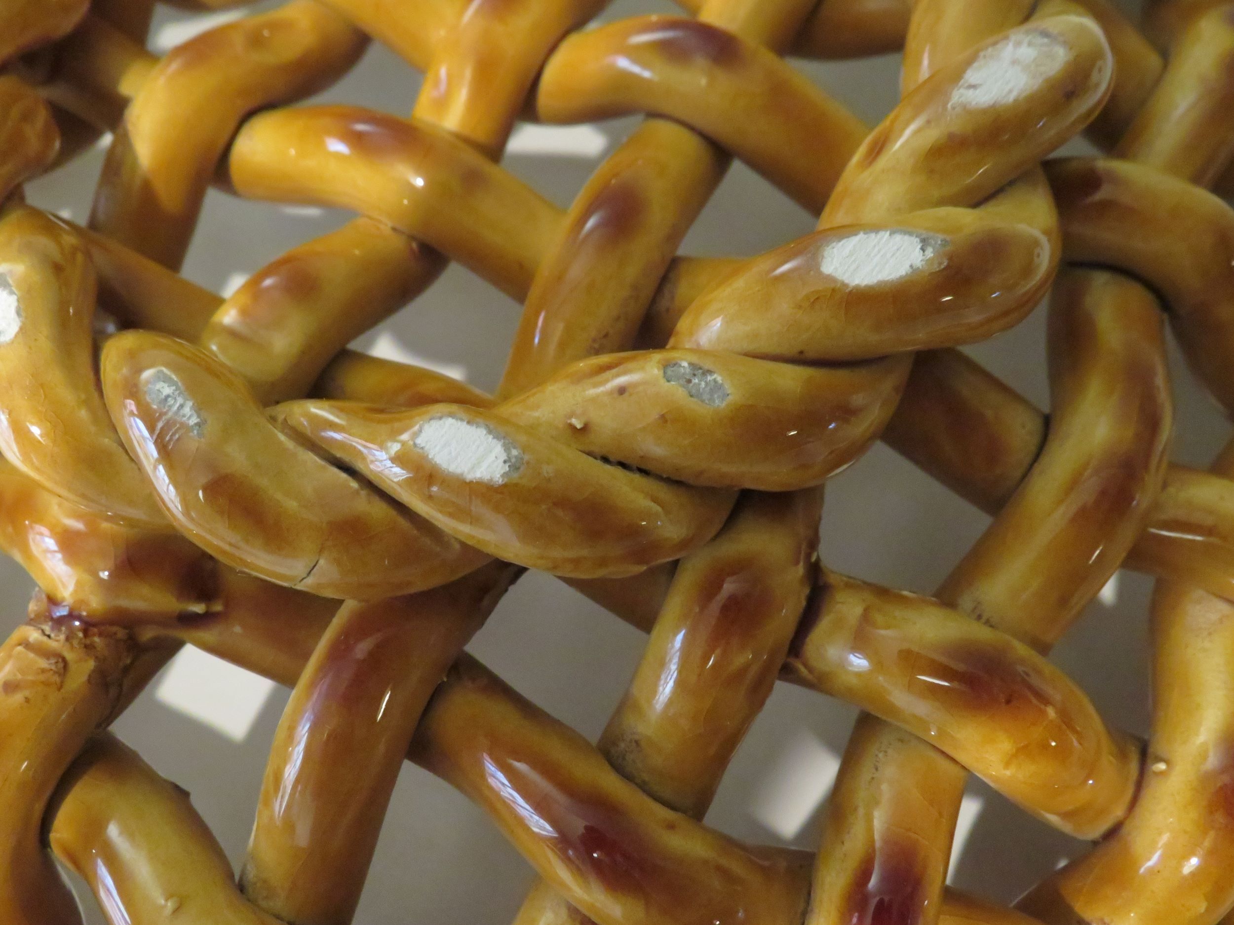 Woven ceramic fruit cup, early twentieth century