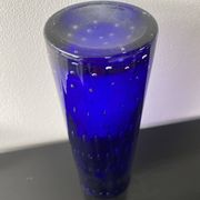 Vintage Scandinavian cobalt blue bubble glass vase from the brand.
