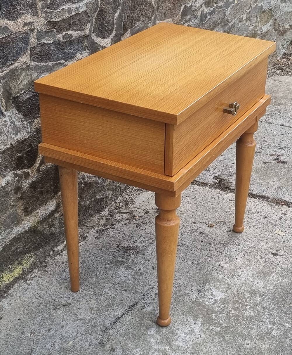 Blond wood bedside table, vintage, 1960s