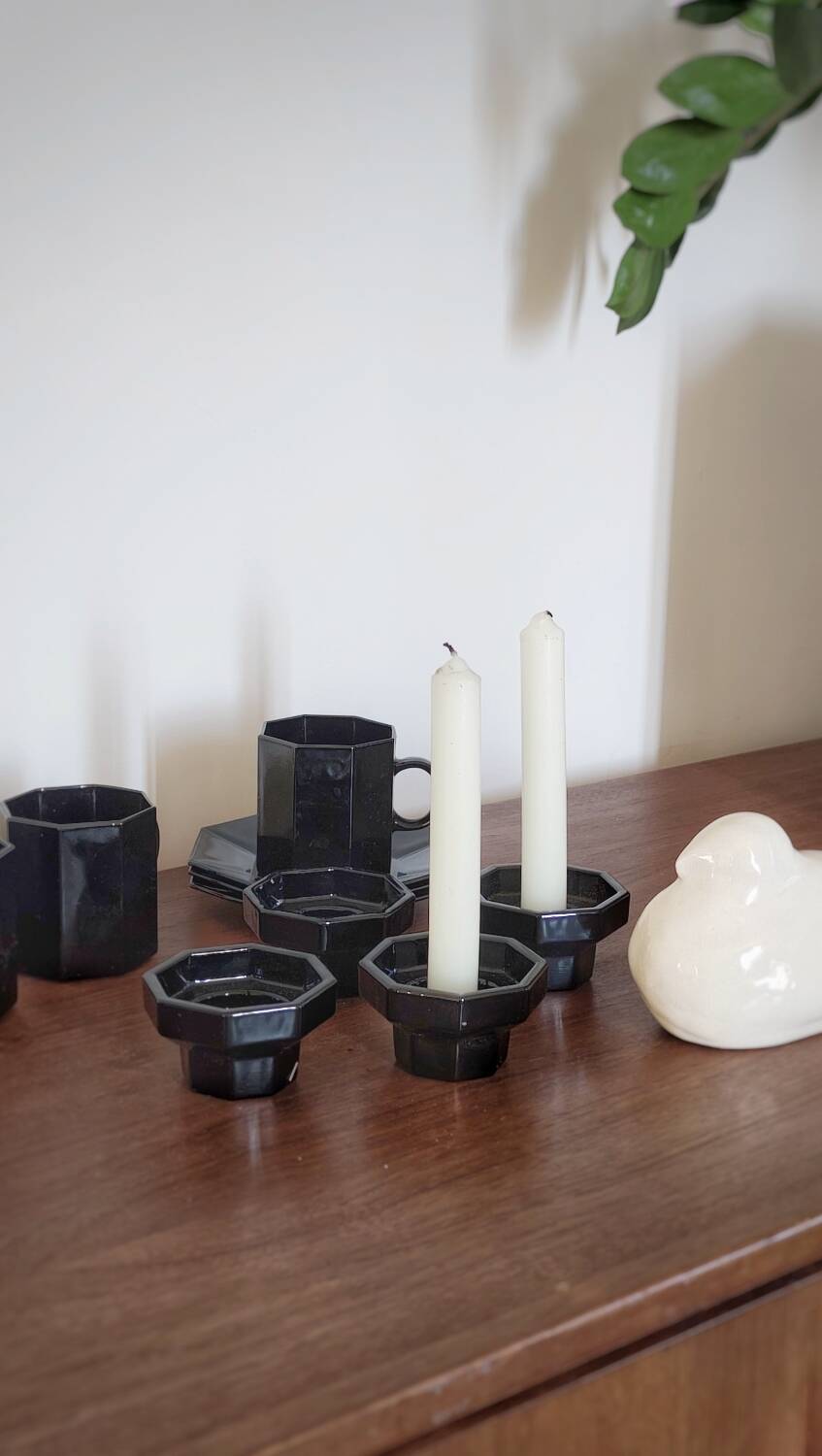 Pair of vintage octagonal candlesticks – 1980s