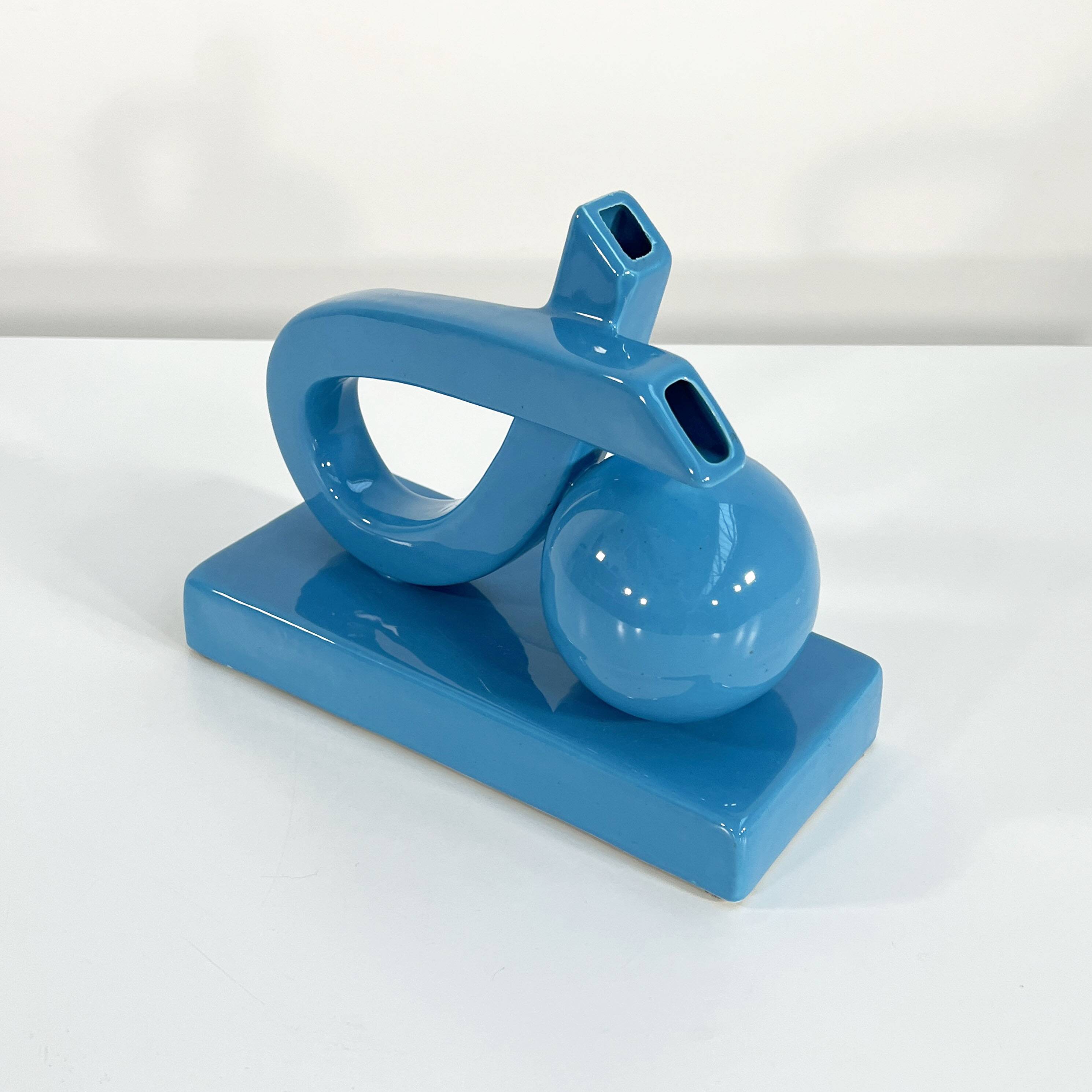 Italian blue ceramic vase, 1970s