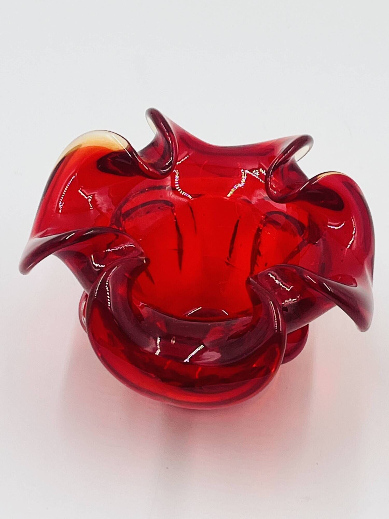 Organic Red Glass Bowl