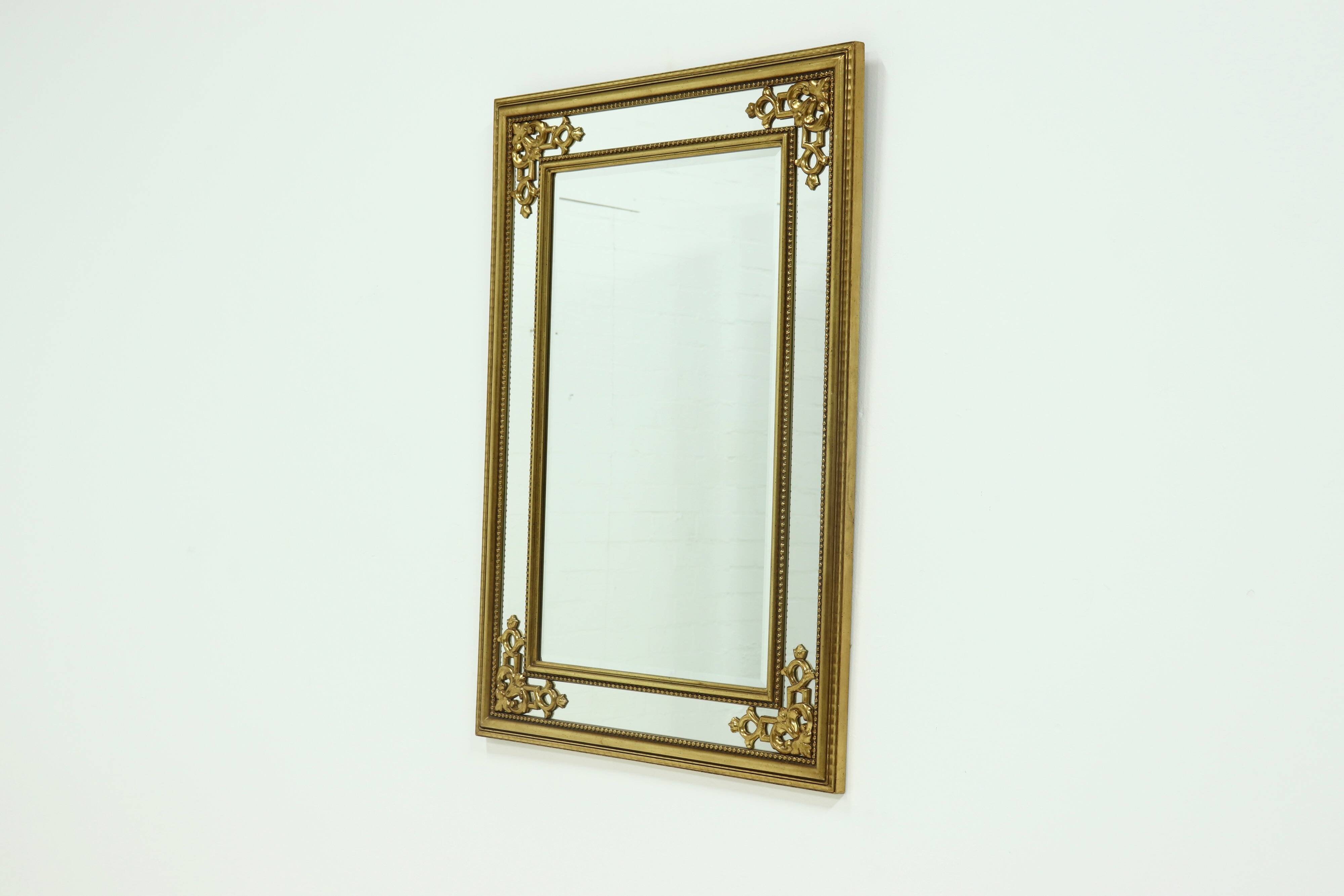Large Decorative Gold Plated Mirror by Deknudt Belgium 1980s