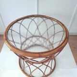 Table d'appoint en rotin, années 1970