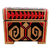 Straw marquetry wooden box year 1975
