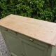 Renovated old Parisian buffet – Clay Green Envie & wooden top – 99 cm