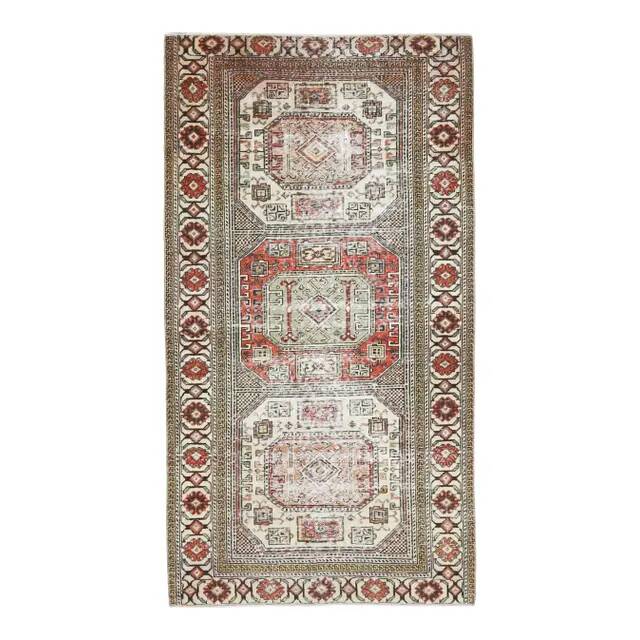 Vintage Turkish Oushak Handmade Wool Cotton Beige Area Rug 93x183