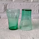 7 verres 20 cl Rétro verre vert émeraude France, verres vintage 1970