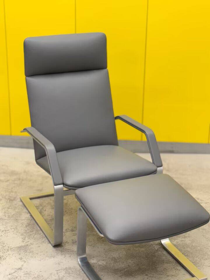 Fauteuil Relax Erpo Classics CL265 et repose-pieds - Cuir gris