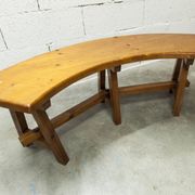 Brutalist ensemble round table 113cm and its 4 rounded stools 1960